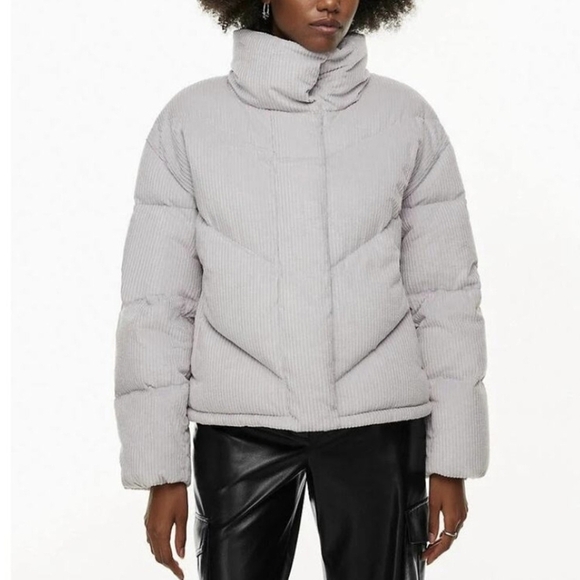 NWT WILFRED Cloud Puff Coat Gull Grey Cush Cord Corduroy Jacket M Aritzia - Picture 4 of 14